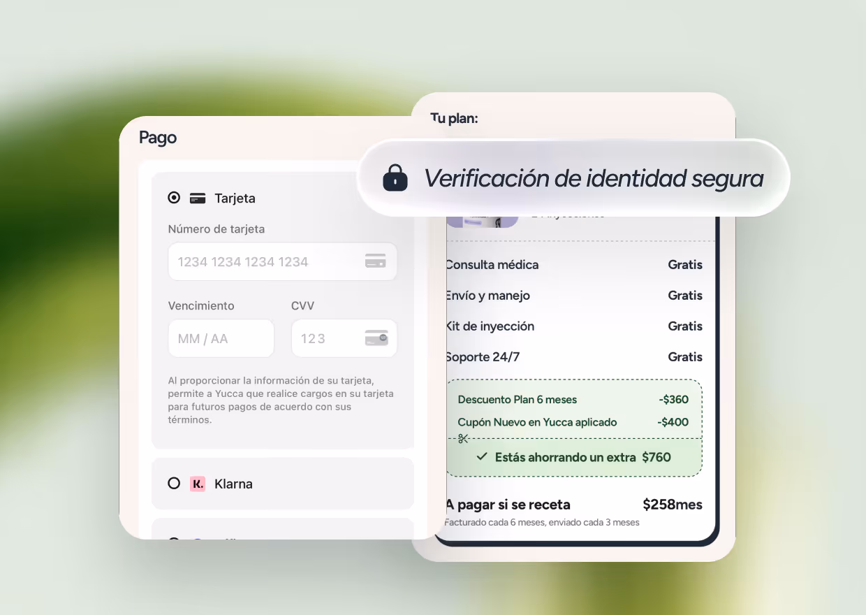 Paciente completando un pago seguro y la verificación de identidad con Yucca Health.