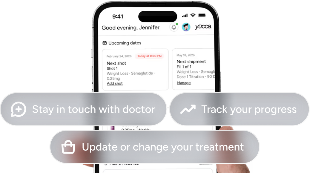 Yucca patient portal app with support, progress tracking and treatment update options