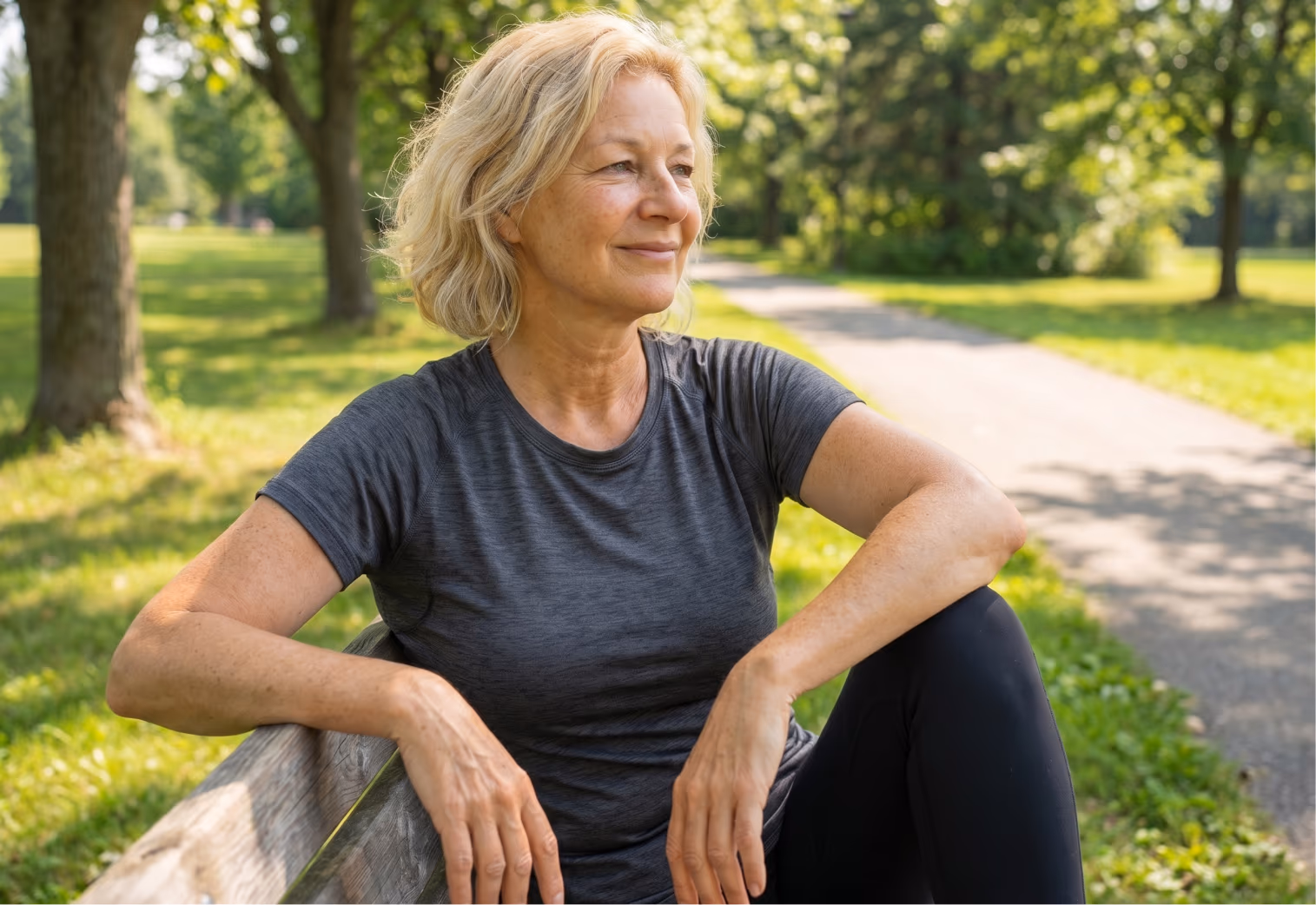 Patient stretching in morning light as her NAD+ protocol settles in with Yucca Health.