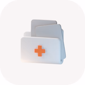 Illustration of a medical records folder marked with a cross.