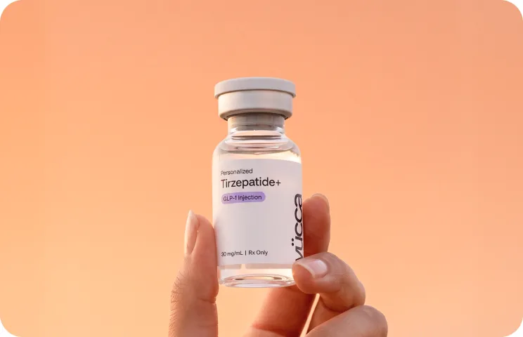 Personalized Tirzepatide+ GLP-1 injection vial by Yucca Health.