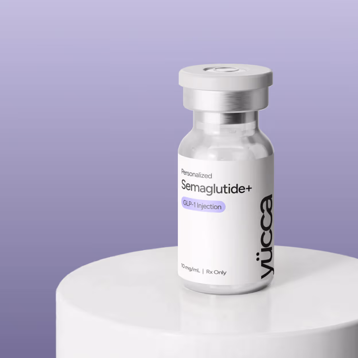 Personalized Semaglutide+ GLP-1 injection vial 10mg/mL on display — Yucca Health